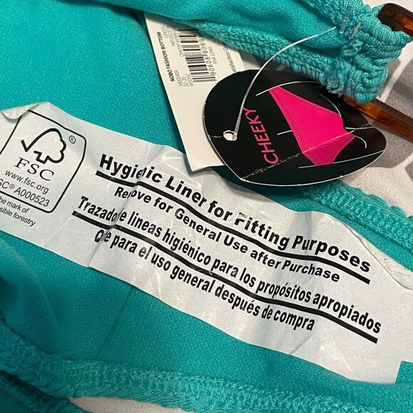 No Boundaries Cheeky Low Rise Bikini Bottom Teal Green Crinkle Side Accent M - Picture 9 of 9